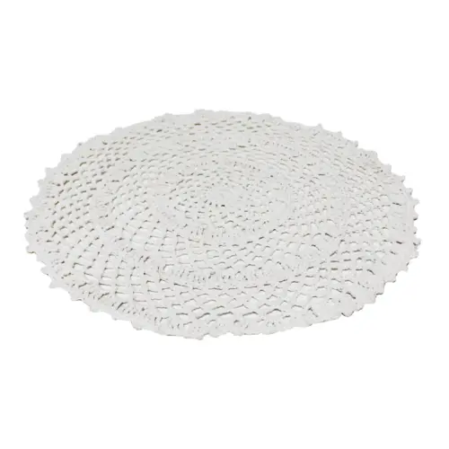 Mantel individual redondo blanco tejido crochet de 0.1x38x0.1cm