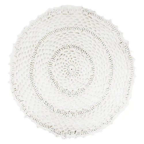 Mantel individual redondo blanco tejido crochet de 0.1x38x0.1cm
