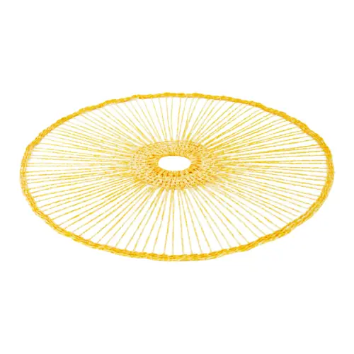 Mantel individual redondo amarillo tejido de 0.1x38x0.1cm