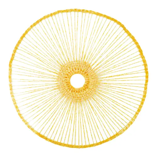 Mantel individual redondo amarillo tejido de 0.1x38x0.1cm