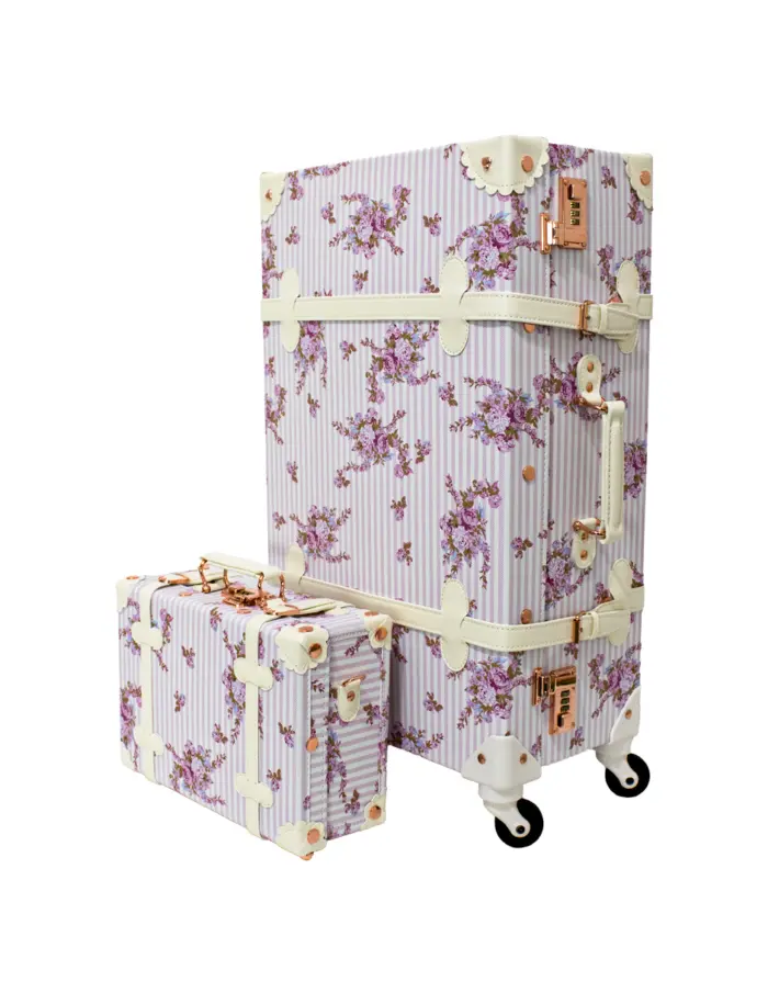 Juego de 2 maletas estapado flores rosa - Image 2