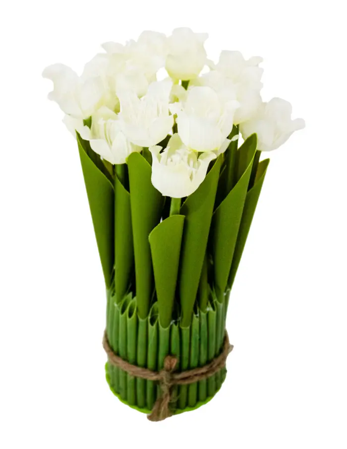 Ramo de tulipanes blancos en base de 7.5x7.5x21cm - Image 2
