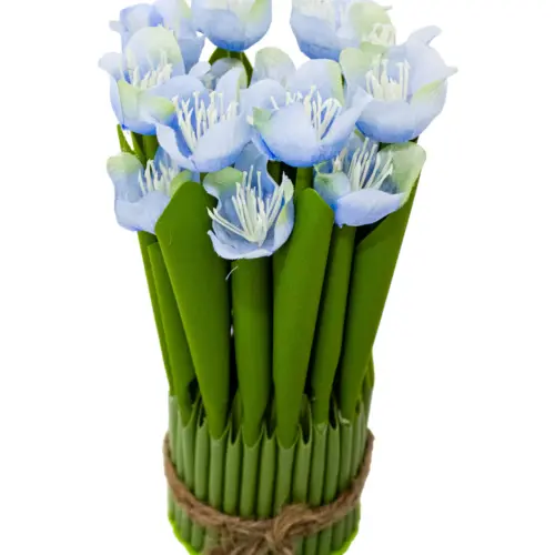 Ramo de tulipanes azules en base de 7.5×7.5x21cm