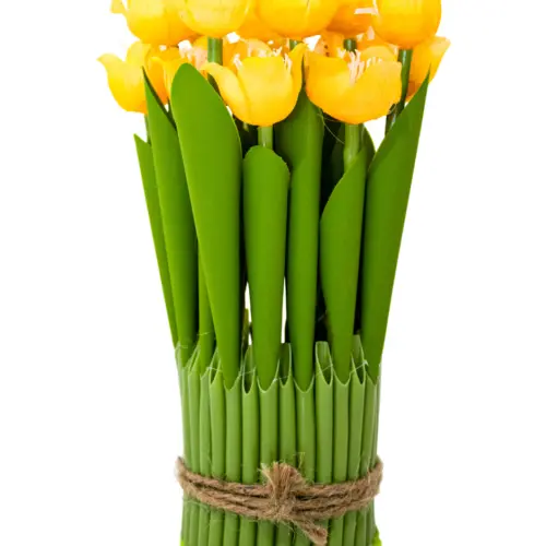 Ramo de tulipanes amarillos en base de 7.5×7.5x21cm
