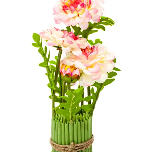 Ramo de flor rosa con base de 7.3×7.3x28cm