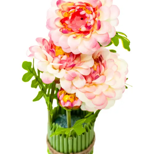 Ramo de flor rosa con base de 7.3×7.3x28cm