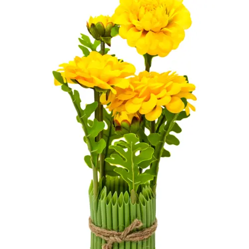 Ramo de flor amarilla con base de 7.3×7.3x28cm