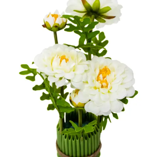 Ramo de flor blanco con base de 7.3×7.3x28cm