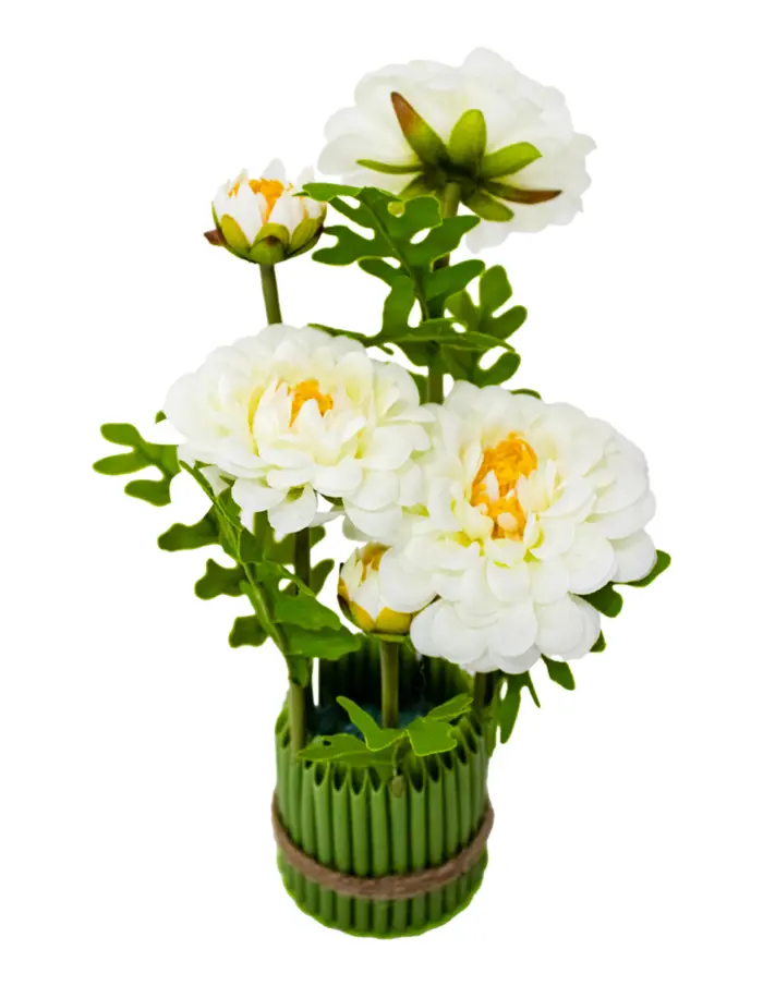 Ramo de flor blanco con base de 7.3x7.3x28cm - Image 2