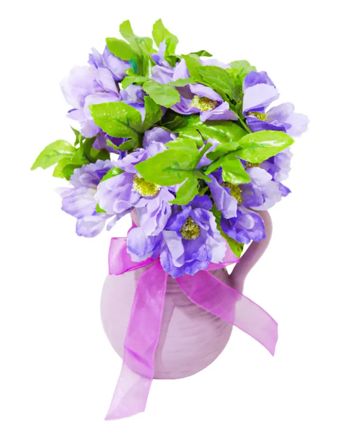 Maceta con flores de margaritas purpura de 8x10x21cm - Image 2