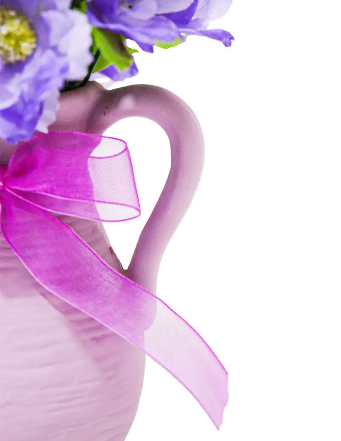 Maceta con flores de margaritas purpura de 8x10x21cm - Image 3