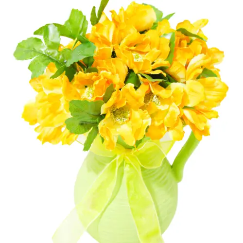 Maceta con flores de margaritas amarillas de 8x10x21cm