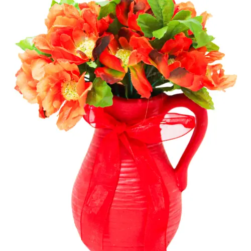 Maceta con flores de margaritas rojas de 8x10x21cm