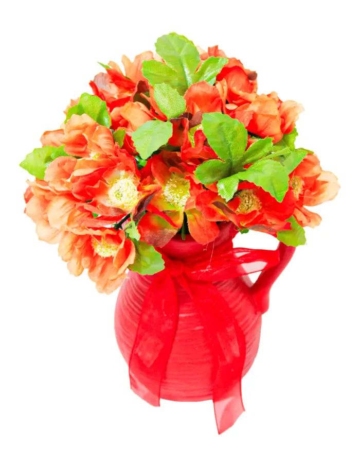 Maceta con flores de margaritas rojas de 8x10x21cm - Image 2