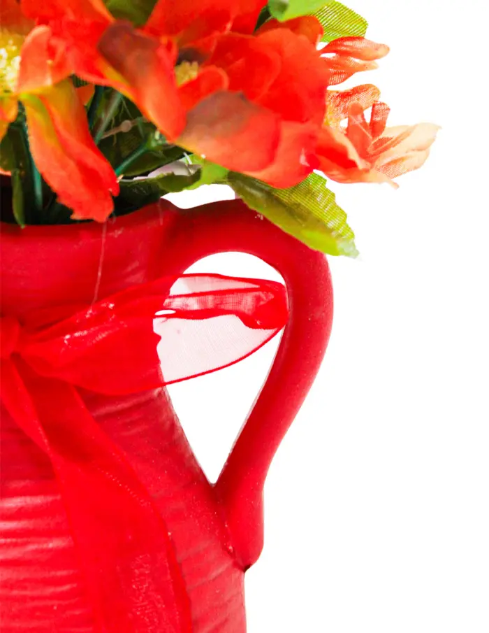 Maceta con flores de margaritas rojas de 8x10x21cm - Image 3