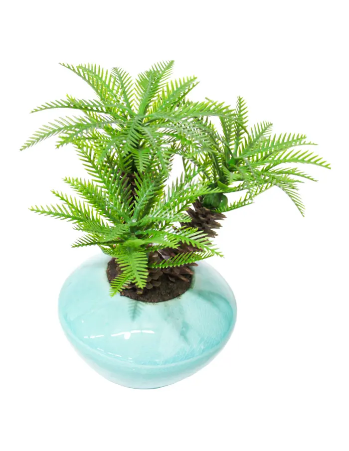 Maceta con flor tipo palmera verde de13x7.5x23cm - Image 2