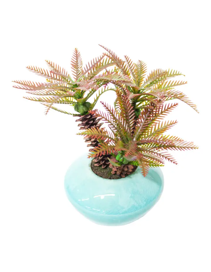 Maceta con flor tipo palmera roja de13x7.5x23cm - Image 2
