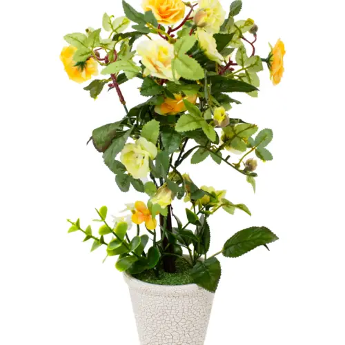 Maceta con flores amarillas de 9x9x40cm