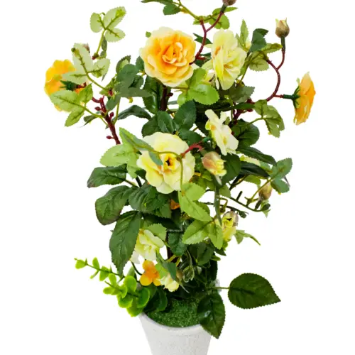 Maceta con flores amarillas de 9x9x40cm