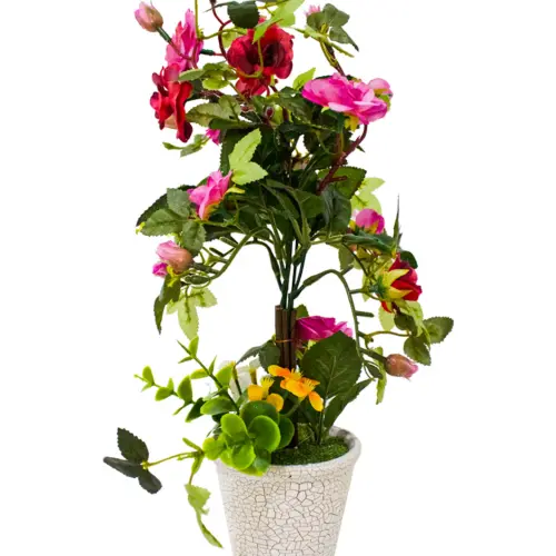 Maceta con flores rojas de 9x9x40cm