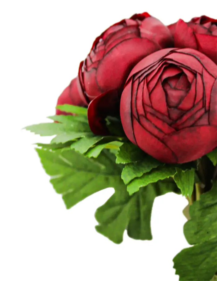 Bouque de flores de peonias rojo oscuro de 16x30x0.1cm - Image 3