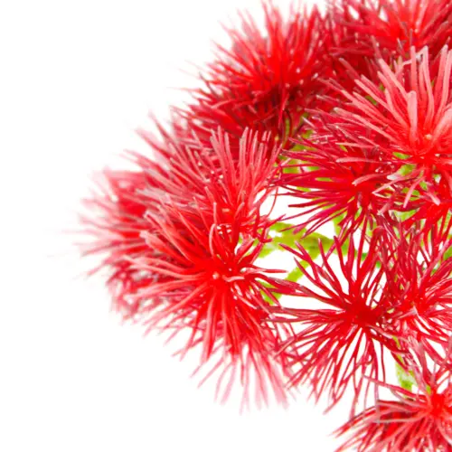 Vara de follaje de plastico con picos rojos de 18x35x0.1cm