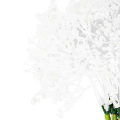 Ramo de follaje con flores blancas de 15x34x0.1cm