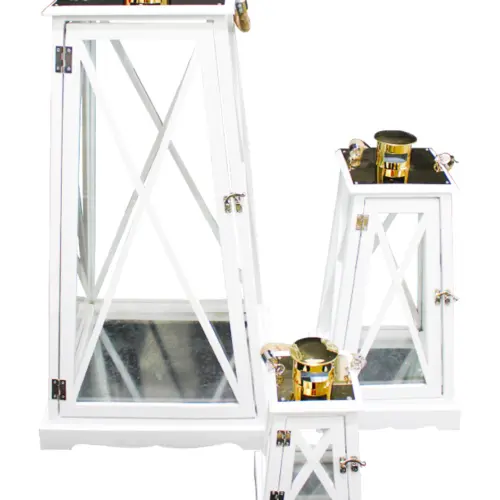 Juego de 3 candelabros de color blanco de 34.5x24x72cm