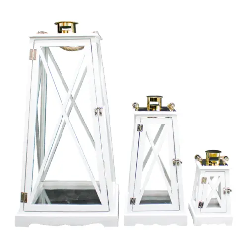 Juego de 3 candelabros de color blanco de 34.5x24x72cm