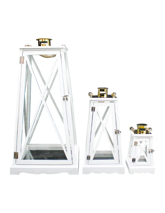 Juego de 3 candelabros de color blanco de 34.5x24x72cm - Image 2