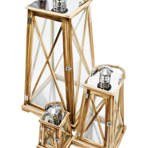 Juego de 3 candelabros de color marrón de 34.5x24x72cm