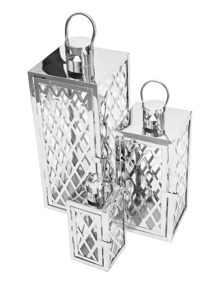 Juego de 3 candelabros de color plateados de 18x18x46cm - Image 3