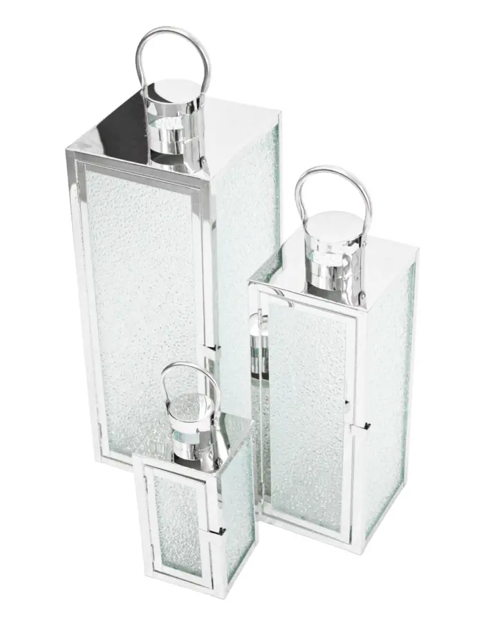 Juego de 3 candelabros de metal plateados de 18x18x50.2cm - Image 2