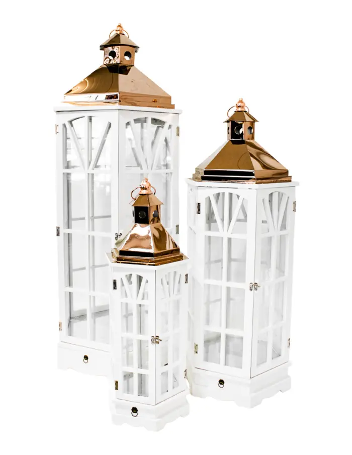 Juego de 3 candelabros de metal de color blanco de 45x52x130cm - Image 2