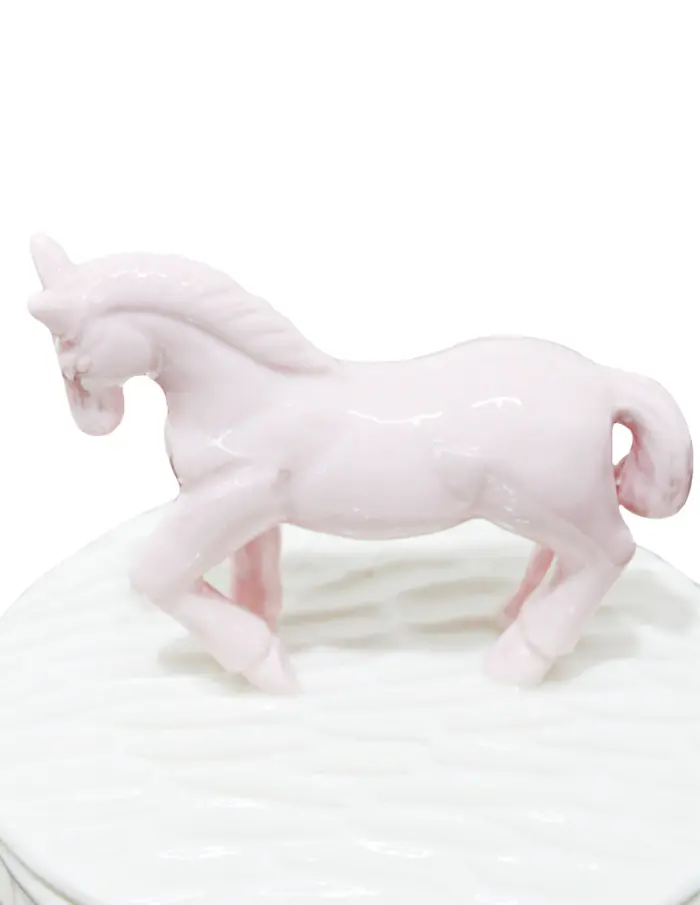 Bote de cerámica blanco con tapa de caballo rosa de 12.3x12.3x25cm - Image 4