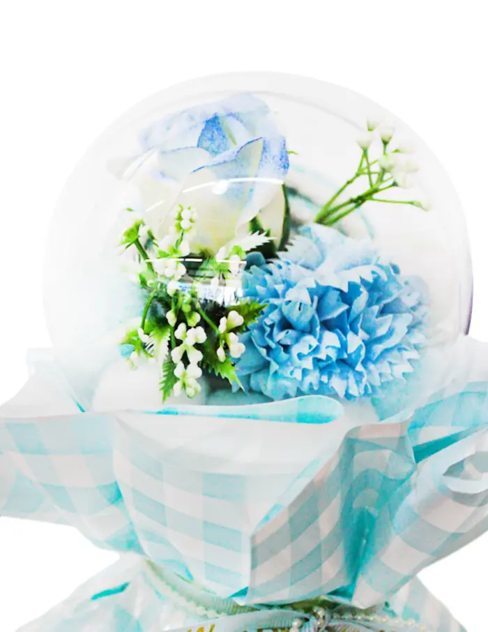 Bouquet de flores azules en display - Image 4