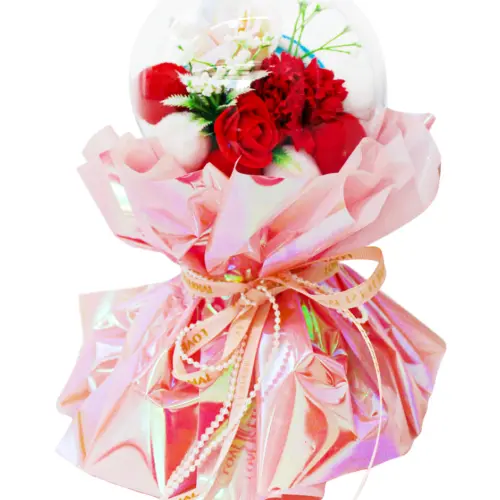 Bouquet de flores naranja en display