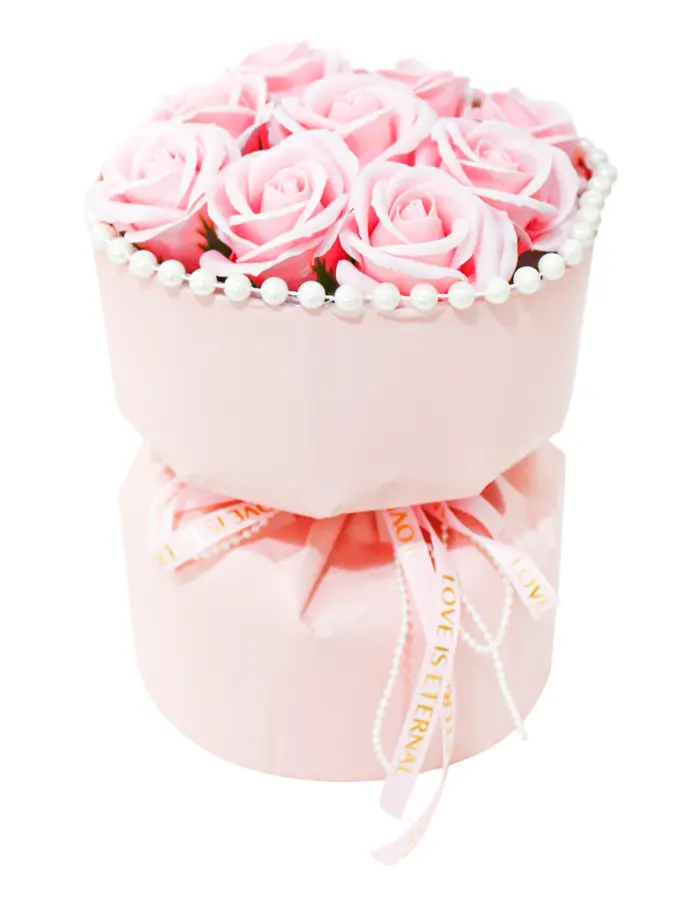 Bouquet de rosas rosa con perlas - Image 3