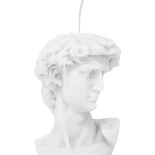 Vela decorativa diseño busto de escultura blanca de 5.5x9x14cm