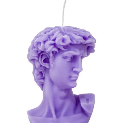Vela decorativa diseño busto de escultura lila de 5.5x9x14cm