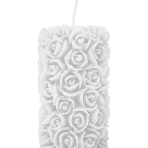 Vela decorativa diseño de rosas blancas de 4x4x7.3cm