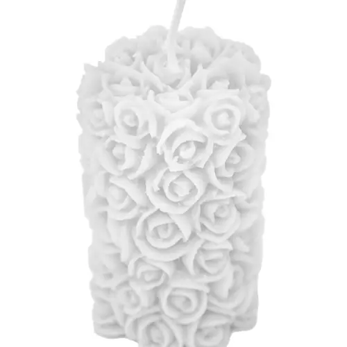 Vela decorativa diseño de rosas blancas de 4x4x7.3cm