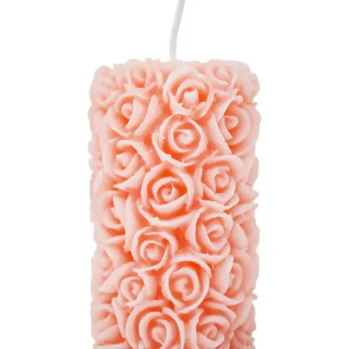 Vela decorativa diseño de rosas rosas de 4x4x7.3cm