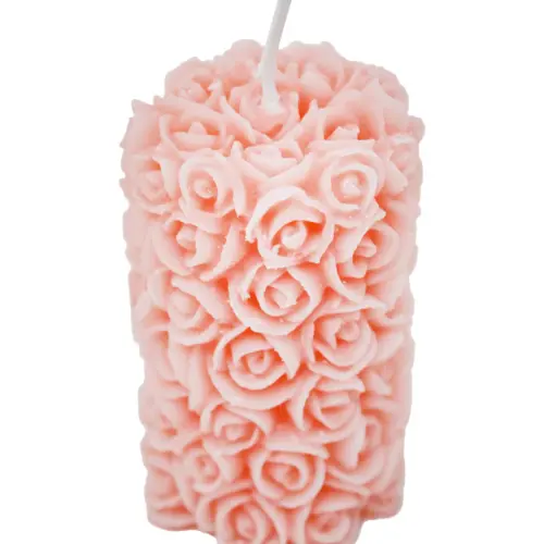 Vela decorativa diseño de rosas rosas de 4x4x7.3cm