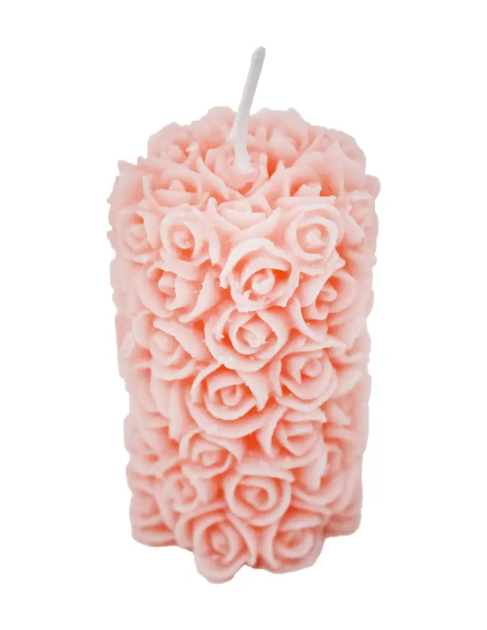 Vela decorativa diseño de rosas rosas de 4x4x7.3cm - Image 2