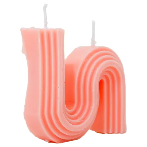 Vela decorativa diseño curvo rosa de 2.5×8.8×7.5cm