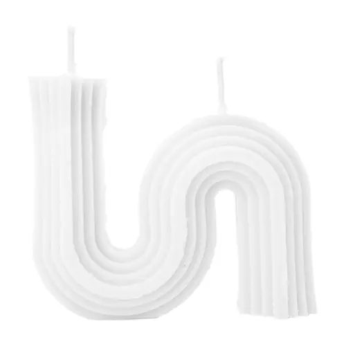 Vela decorativa diseño curvo blanca de 2.5×8.8×7.5cm