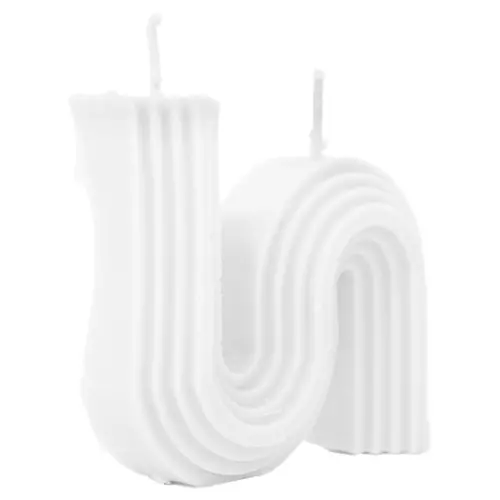 Vela decorativa diseño curvo blanca de 2.5×8.8×7.5cm