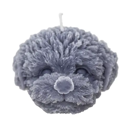 Vela decorativa diseño cabeza de perro gris de 8x8x5.5cm