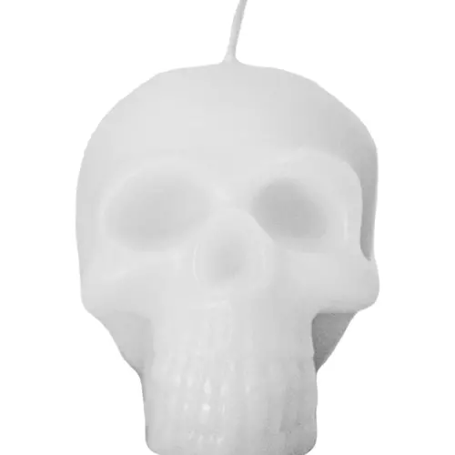 Vela decorativa diseño craneo blanco de 6x8x7cm